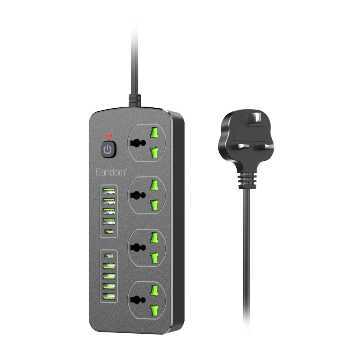 EARLDOM 3000W POWER SOCKET (8 USB PORT + 2 USB-C + 4 PLUGS) ES-SC11