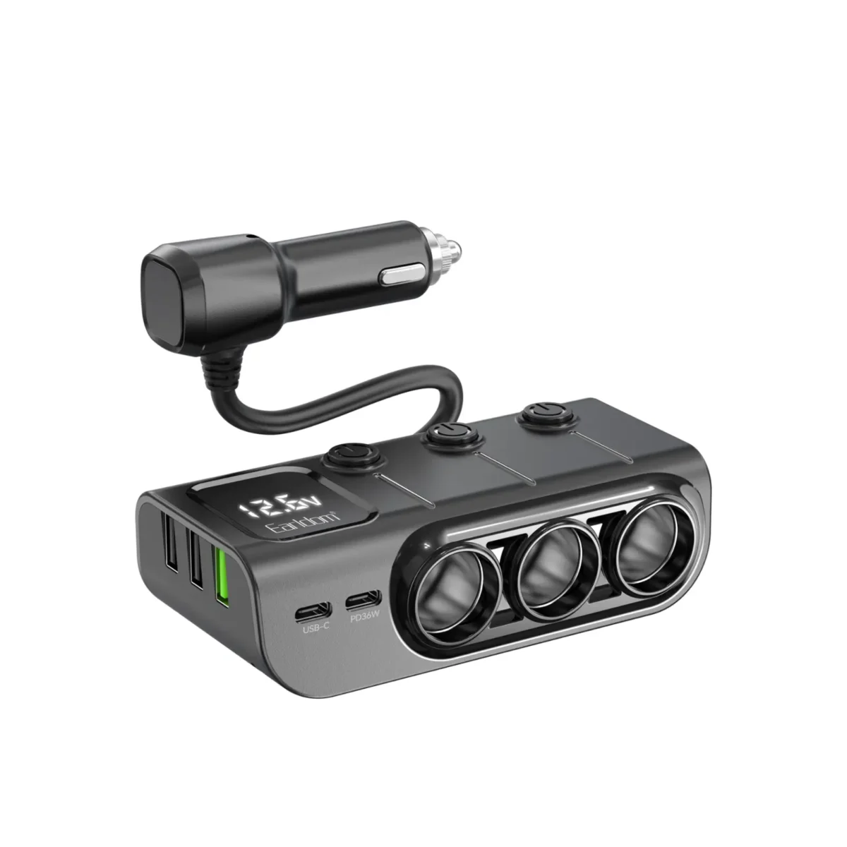 Earldom Car Lighter Adapter and Multiport Charger (Without Cable) ET-CS4
